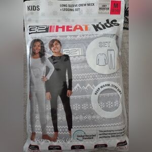 32 Degrees Kids Unisex Gray & White Print Thermal Set